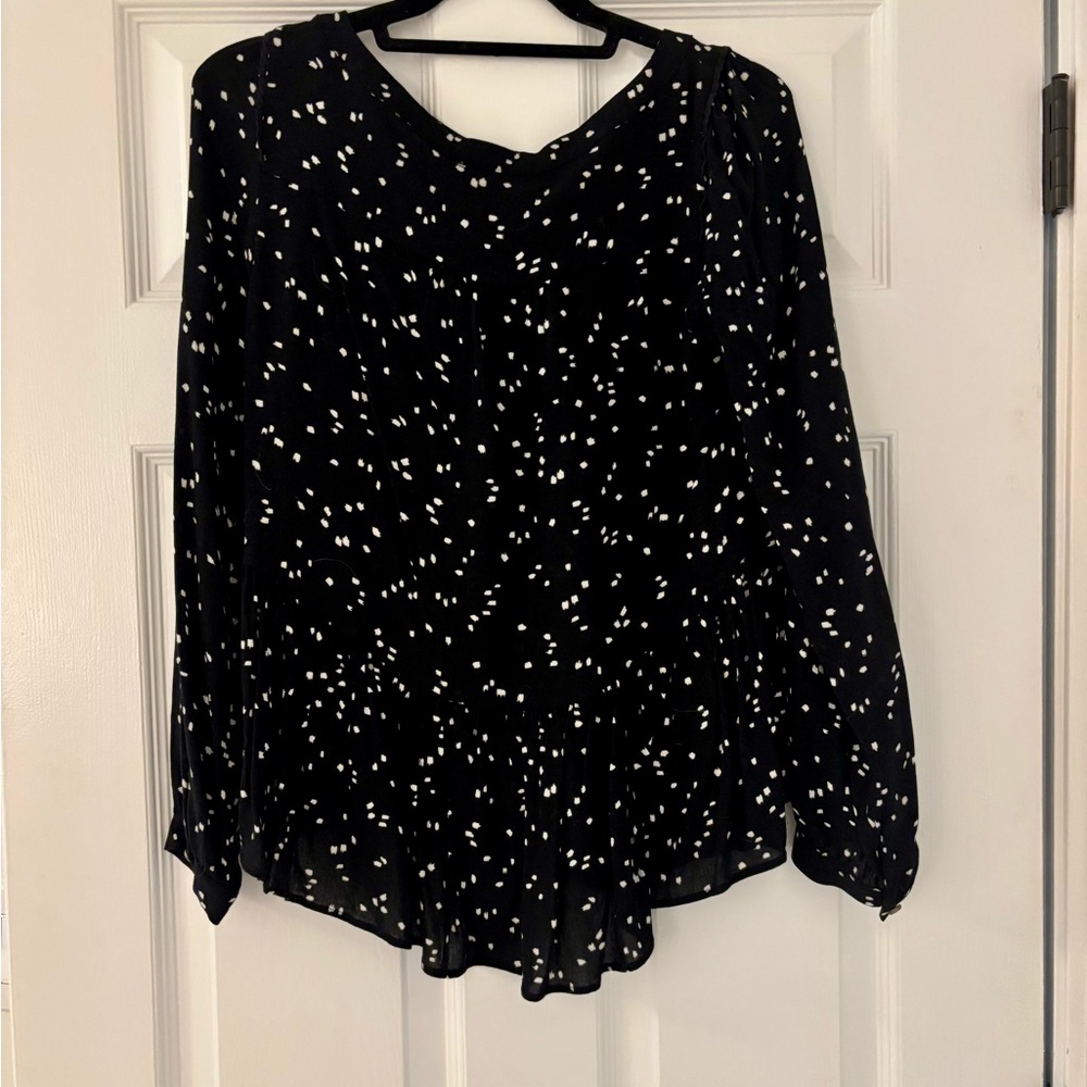 Anthropologie Maeve Black and White Speckled Blouse